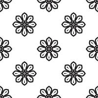 Mandala drawing Black and white Seamless Pattern. can be used for wallpaper, pattern fills, coloring books and pages for kids and adults. Black and white. vector