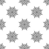 Draw mandala Black and white Seamless Pattern. can be used for wallpaper, pattern fills, coloring books and pages for kids and adults. Black and white. vector