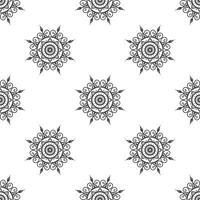Draw mandala Black and white Seamless Pattern. can be used for wallpaper, pattern fills, coloring books and pages for kids and adults. Black and white. vector