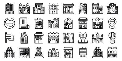 Warsaw icons set outline vector. Europe city vector