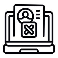 Laptop account icon outline vector. Web deleting vector