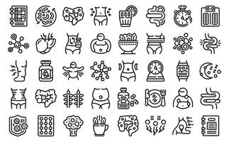 Belly icons set outline vector. Weight after vector