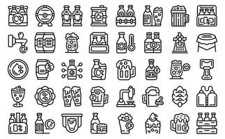 Nonalcoholic beer icons set outline vector. Can bottle vector