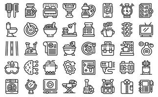 Daily routine icons set outline vector. Life daily vector