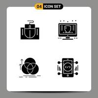 Group of 4 Modern Solid Glyphs Set for mouse balance education marketing alignment Editable Vector Design Elements