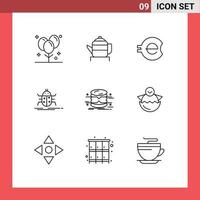 Outline Pack of 9 Universal Symbols of virus insect chinese bugs crypto currency Editable Vector Design Elements