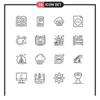 Stock Vector Icon Pack of 16 Line Signs and Symbols for right forward connection arrow document Editable Vector Design Elements