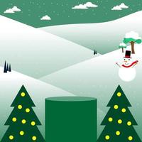 espectáculo de podio dibujos animados nieve invierno feliz navidad concepto vector