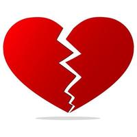 Broken heart red color vector isolated