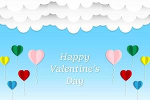 Vector valentine background concept with the pink heart shape balloon colorful