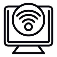 Remote control monitor icon outline vector. Camera wifi vector