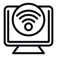 Remote control monitor icon outline vector. Camera wifi vector