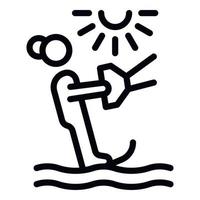 Girl water ski icon outline vector. Sea fun vector