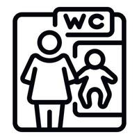 Mother baby restroom icon outline vector. Public toilet vector