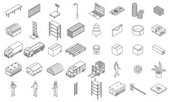 Warehouse icons set vector outline