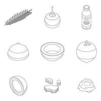 Coconut icons set outline vector