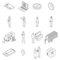 Parcel delivery icons set vector outline