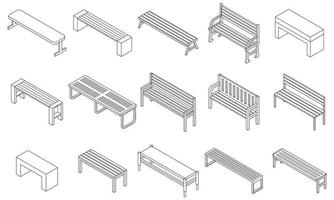 Bench icons set vector outline