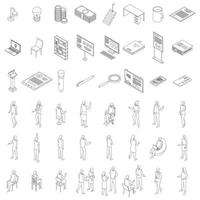 Staff education icons set vector outline