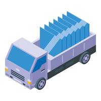 Glass truck icon isometric vector. Window factory vector