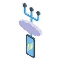 Phone cloud vpn icon isometric vector. Server computer vector