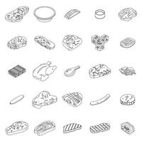 Meat icons set outline vector