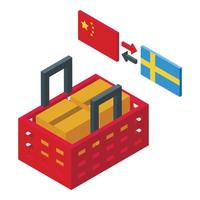 Parcel box vpn icon isometric vector. Server secure vector