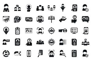 Know your client icons set simple vector. Card cms vector