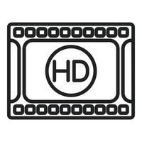 vector de contorno de icono de película hd. montaje de vídeo