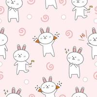 Cute rabbit seamless pattern pink background. vector