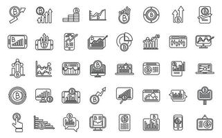 Bitcoin chart icons set outline vector. Benefit fintech vector