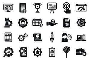 Performance management icons set simple vector. People study vector