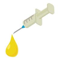 Pure product icon isometric vector. Vegetable oil drop from disposable syringe vector