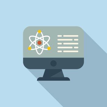 Monitor computer lab icon flat vector. Research laboratory vector