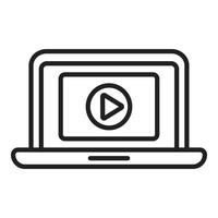 Laptop movie edit icon outline vector. Video film vector