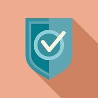 Approved shield icon flat vector. Interface button vector