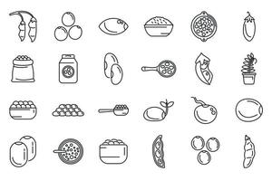 Lentil icons set outline vector. Bean bread vector