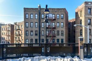 View of apartment buildings from the Dyckman Street Subway station on the 1 line in Manhattan, New York. photo