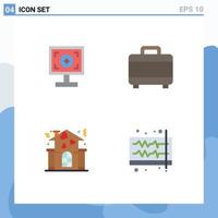 Pictogram Set of 4 Simple Flat Icons of brand love print planning audio Editable Vector Design Elements