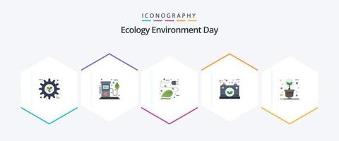 Ecology 25 Flat icon pack including energy. battery. pump. eco. leaf vector