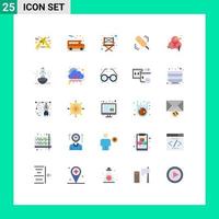 Mobile Interface Flat Color Set of 25 Pictograms of rocket design chair rgb creative Editable Vector Design Elements