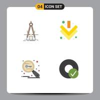 Editable Vector Line Pack of 4 Simple Flat Icons of design keywords refinement down search Editable Vector Design Elements