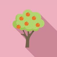 vector plano de icono de árbol de fruta de melocotón. planta de jardin