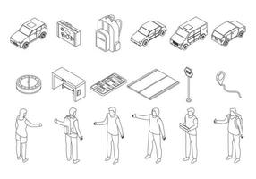 Hitchhiking icons set outline vector