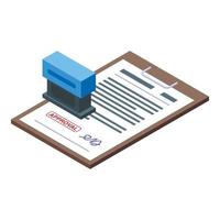 Stamp document icon isometric vector. Quality control vector