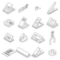 Hole puncher icons set outline vector