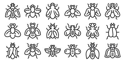 Tsetse fly icons set outline vector. Dangerous insect vector