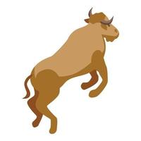 Jumping buffalo icon isometric vector. American bison vector