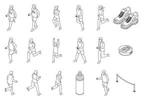 Running icons set outline vector