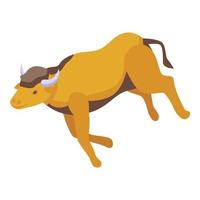 vector isométrico del icono de búfalo en ejecución. bisonte americano